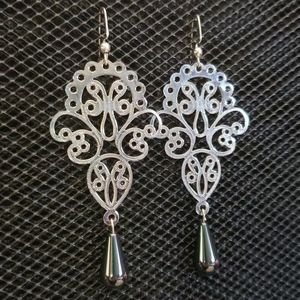 3/$20 | Hematite & Silver Filigree Earrings